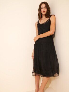 Rue Sophie Anouk Midi Dress Sleeveless Organza Overlay Small